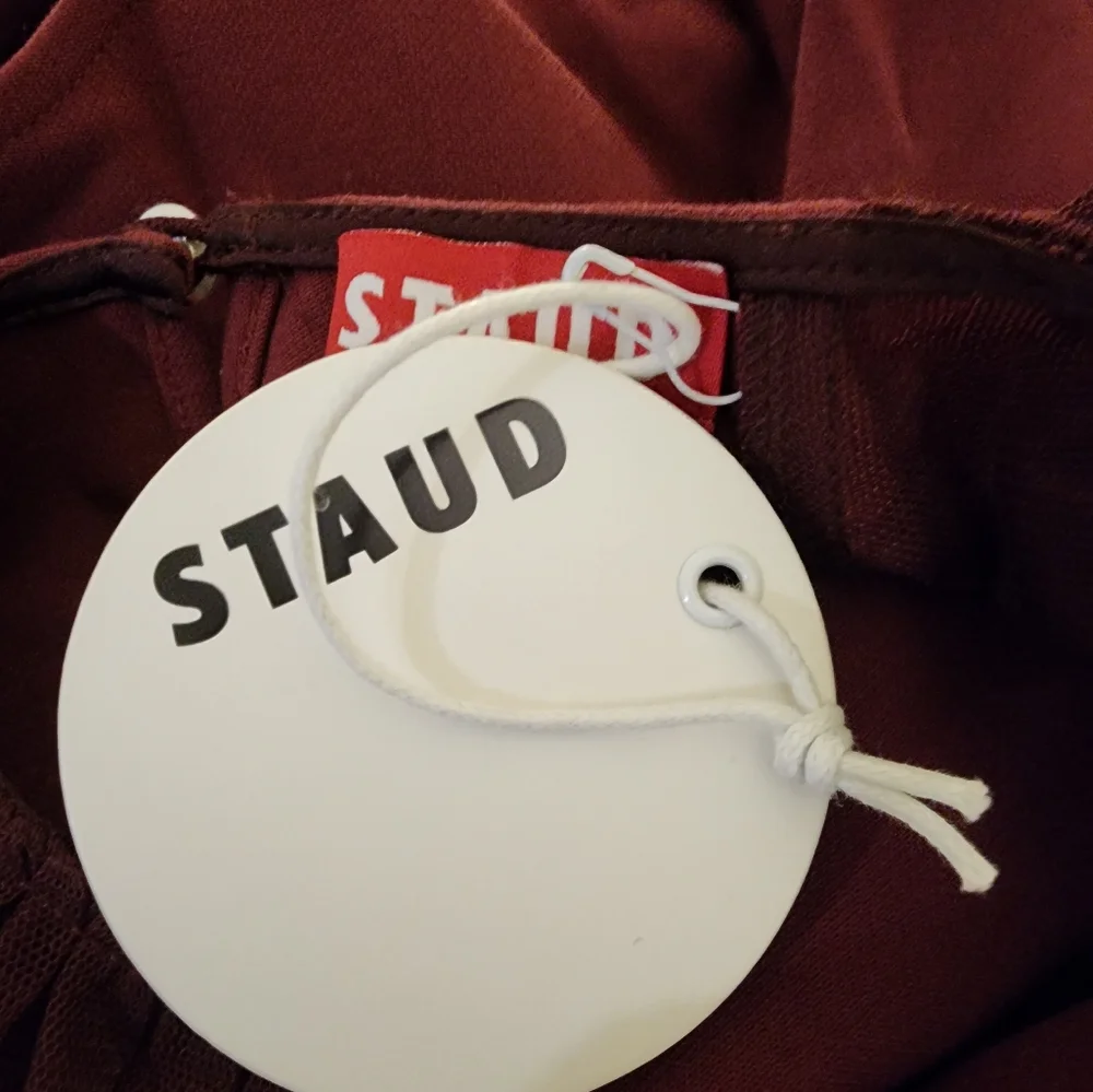 Staud Mesh Long Sleeve Cut-Out Maxi Dress in Maroon Size 4 New With Tags - Picture 8 of 10